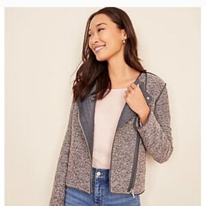 Ann Taylor Quilted Tweed Moto Jacket